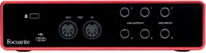 Face arrière carte son focusrite scarlett connectique midi