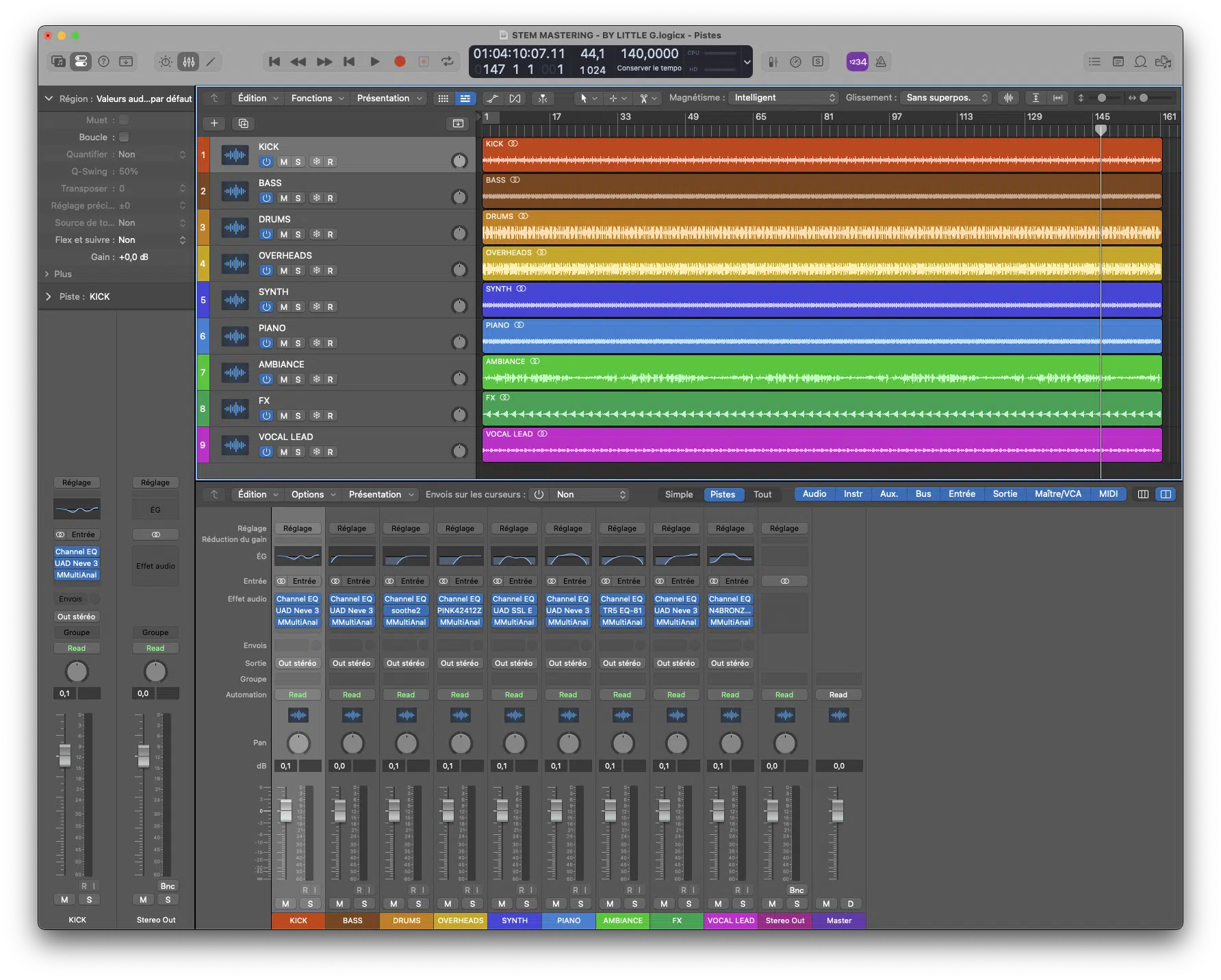 Stem Mastering Little G Session de stem mastering sur logiciel DAW par Little G
